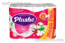 Туалетная бумага PLUSHE "Premium Aroma" Жемчуг и хлопок 3х сл. 15м ароматиризованная (6 рулонов в упаковке)