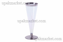 Фужер для шампанского 150мл прозрачный с серебристой каемкой /54уп х 6шт/