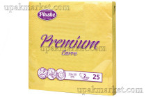 Салфетки 33х33 2-х слойные,"Интенсив желтый" 25 листов, PLUSHE