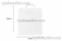 Пакет крафт с плоской ручкой б/п 240х140x280 белый  70г ПП