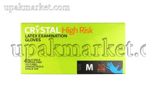 Перчатки латексные М голубые HIGH RISK CRYSTAL /10уп х 50шт/