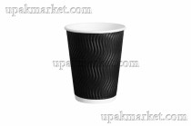 Стакан бумажный 0,300л 90мм ГН Черная волна 3-х слойный AVIORA 