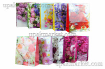 Пакет бумажный подарочный 26х32х10см "Цветы" микс