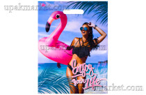 Пакет Тико 31х40 "Девушка с фламинго " глянец.