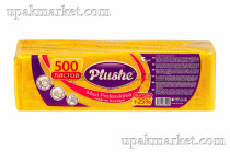 Салфетки 24х24 1 слойные 500 листов Интенсив желтые PLUSHE 