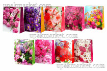 Пакет бумажный подарочный 18х23х10см "Цветы"