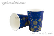 Стакан бумажный НГ 0,250л "Зима" 80мм синий/золото Папирус /20уп х 50шт/