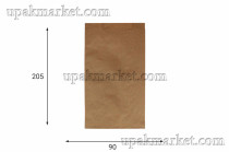 Пакет бумажный пищевой 205х90х40 крафт бурый 40гр НПФ