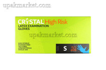 Перчатки латексные S голубые HIGH RISK CRYSTAL /10уп х 50шт/ 																													