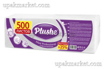 Салфетки 24х24 1 слойные, 500 листов белые classic PLUSHE