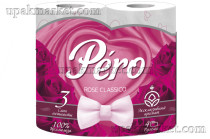 Туалетная бумага PERO ROSE  3-х слойная, по 4 рулона в упаковке