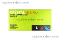 Перчатки латексные L голубые HIGH RISK CRYSTAL /10уп х 50шт/