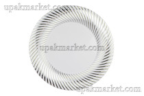 Тарелка пластиковая 230мм с каемочкой "Галактика" серебро  /36уп х 6шт/
