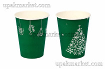 НГ Стакан бумажный 250мл 80мм новый год зеленый Л-ПАК (1000шт)