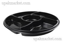 Емкость PL менажница дно черная 5 секций ПЭТ /260*30/