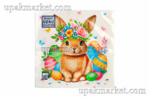 Салфетки 33х33 3 слоя Art Bouquet  Кролик в цветочном венке20 шт