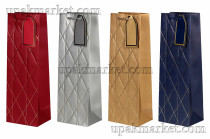 Бумажные пакеты для бутылки 32 х 12 х 10см Люкс  