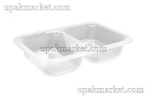 Контейнер прямоугольный низкий 0,750л под обеды 2 секции 50/50