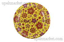 Бумажная тарелка Папирус д.230мм Цветочки желтые