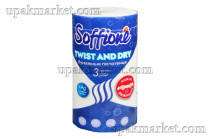Полотенца бумажные 3-х слойные Twist and dry  Белые 27,5 м (18 шт) SOFFIONE 