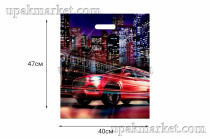 Пакет с вырубной ручкой 40х47 Энергия ночи Интерпак /10уп х 50шт/