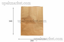 Пакет крафт без ручки б/п 260х150х340 крафт 70гр НПФ