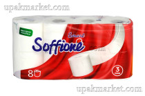 Туалетная бумага E Smart трехслойная,белая с тисненением и перфорацией V2,14,67м, 8 рул(8уп) SOFFION