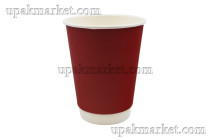  Бум стакан Л-ПАК 0,350л диам 90мм ГН Красный 2-х слойн.