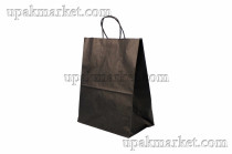 Пакет крафт с крученой ручкой 260х150х340 черный без печати 80гр AVIORA