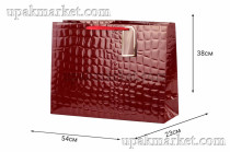 Пакет бумажный подарочный 54х38х23см Люкс Бордо кожа