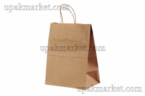 Пакет крафт с крученой ручкой б/п 260х150x350 крафт  70г ПП