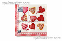 Салфетки 33х33 трехслойные Art Bouquet Прекрасные сердца 20 шт