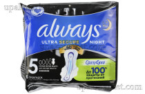 Прокладки  Always Ультра Night экстра зашита Single,6 штук в упаковке  Prokter@Gamble