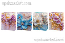 Пакет бумажный подарочный 55х40х15см Люкс c блестками, микс