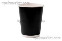 Стакан бумажный 0,250л 80мм ГН Черный двухслойный Виридо /20уп х 20шт/ 