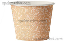 Бумажная креманка 150мл ламинированный под мороженое Персиковая Папирус /12уп х 50шт/