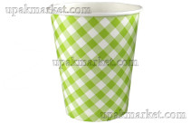 Стакан бумажный 250мл 80мм Клетка зеленая Папирус /20уп х 50шт/