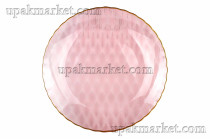 Тарелка пластиковая 220мм с каемочкой "Романтика" Royal Party /20уп х 12шт/ розовая