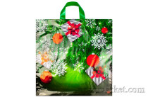 Пакет НГ с петлевой ручкой 42х44см "Подарки в елках" 70мкм ПВД Тико /6уп х 50шт/