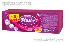 Салфетки 24х24 1 слойные 500 листов Интенсив бордовые PLUSHE