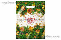 Пакет НГ с вырубной ручкой 30х40см "Еловый хит" Интерпак /20уп х 50шт/ 