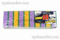 Губка для посуды 96х64х30мм "Супер-10" МИКС WASCHBAR 