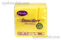 Салфетки 24х24 однослойные 100 листов Стандарт Желтые PLUSHE