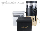 Набор подарочных коробок 1/3 шт ЦИЛИНДР / КВАДРАТ С ВЫДВИЖНЫМИ ПЛАСТИКОВЫМИ ПРОЗР. БОКАМИ