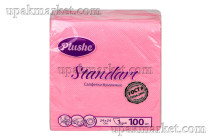 Салфетки 24х24 однослойные 100 листов Стандарт Розовые PLUSHE