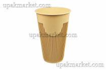 Стакан для горячих напитков 450мл крафт 20уп по 8шт PР (160шт) ВЗЛП