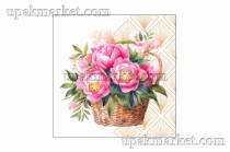 Салфетки 33х33 "Пионы" 3-х слойные, 20 листов PERO Prestige