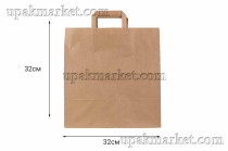 Пакет крафт с плоской ручкой б/п 320х200x320 бурый 70г ПП