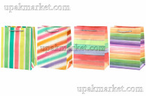 Пакет бумажный подарочный 18х23х10см Люкс с блестками микс