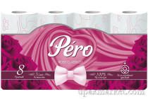 Туалетная бумага PERO ROSE 3х сл. 16,3м (8 рулона в упаковке)